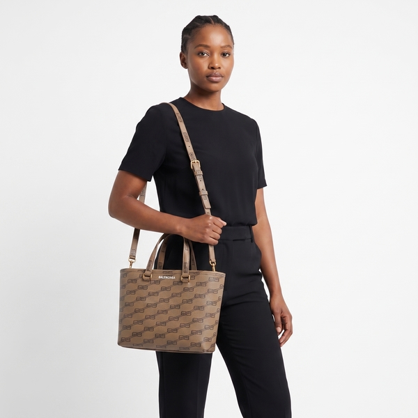 Coated Canvas BB Small East West Tote Beige