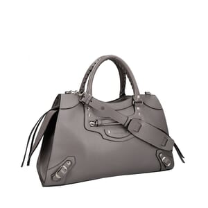 Leather Neo Classic City Large Shoulder Bag Grey, view 2
