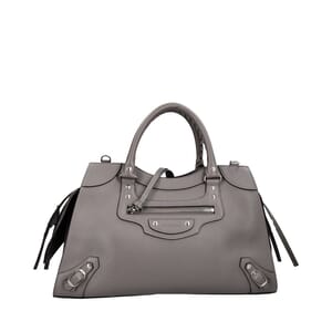 Leather Neo Classic City Large Shoulder Bag Grey, view 4