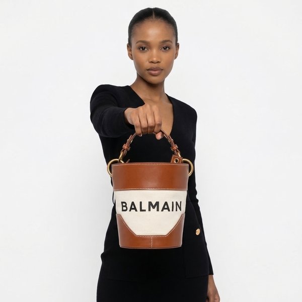 Canvas/Leather Saddler Bucket Bag Beige/Tan