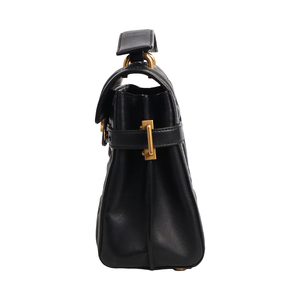 Quilted Leather B Buzz 23 Top Handle Bag Black, view 5
