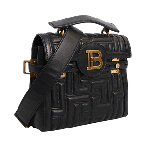 Quilted Leather B Buzz 23 Top Handle Bag Black, view 2