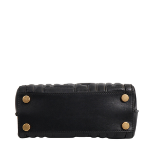 Quilted Leather B Buzz 23 Top Handle Bag Black, view 6