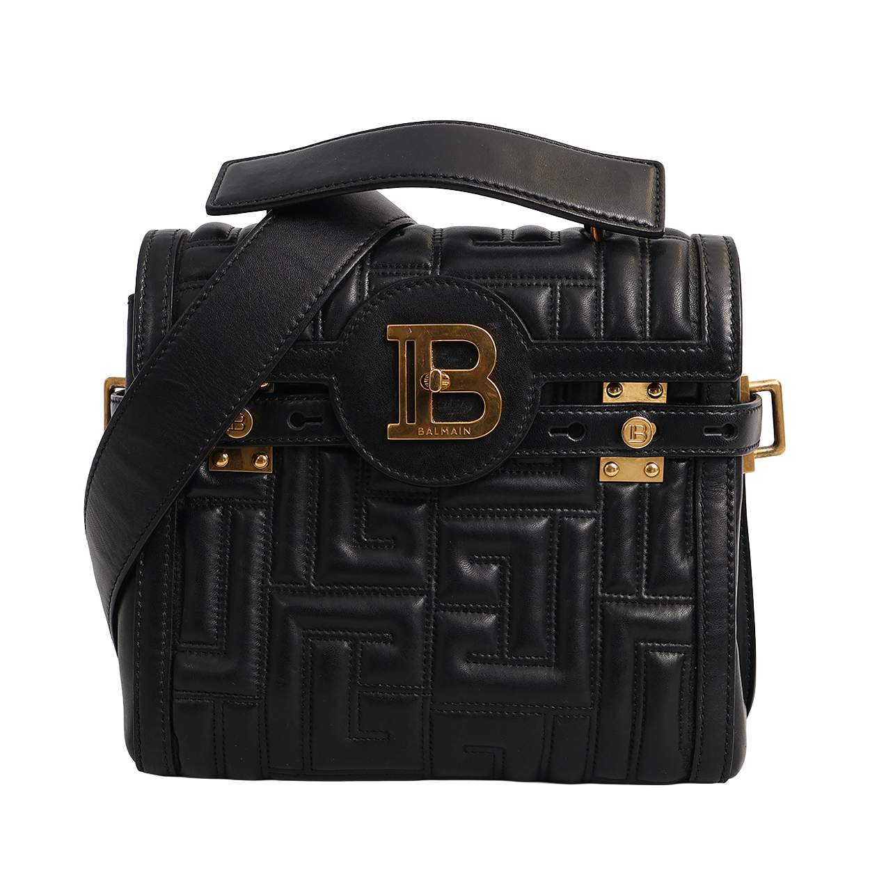 Quilted Leather B Buzz 23 Top Handle Bag Black