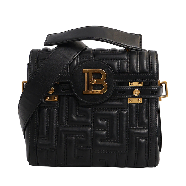 Quilted Leather B Buzz 23 Top Handle Bag Black