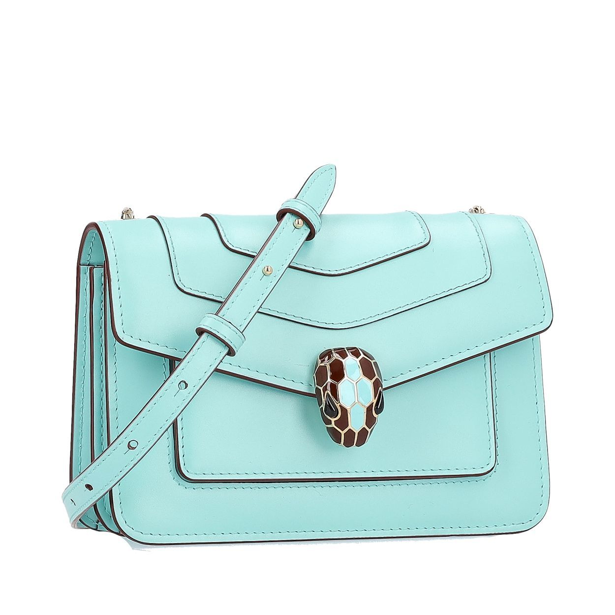 BULGARI Leather Serpenti Forever Crossbody Bag Blue | Luxity