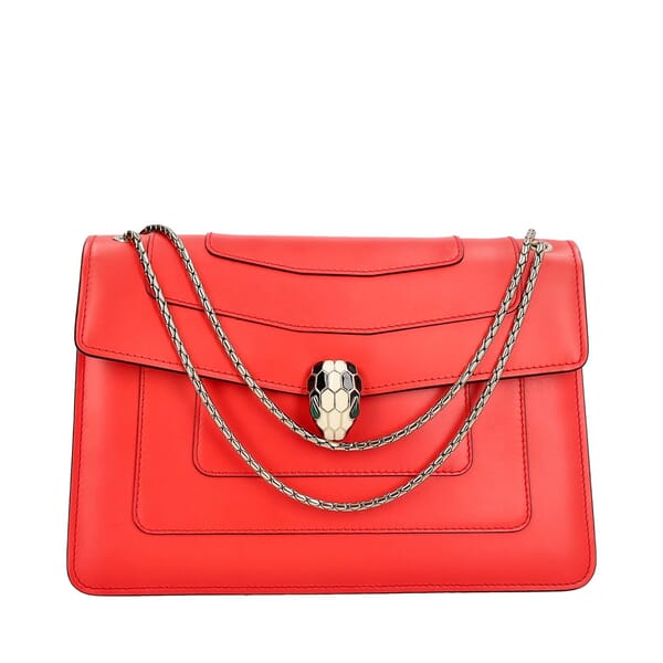 Leather Serpenti Forever Large Shoulder Bag Red