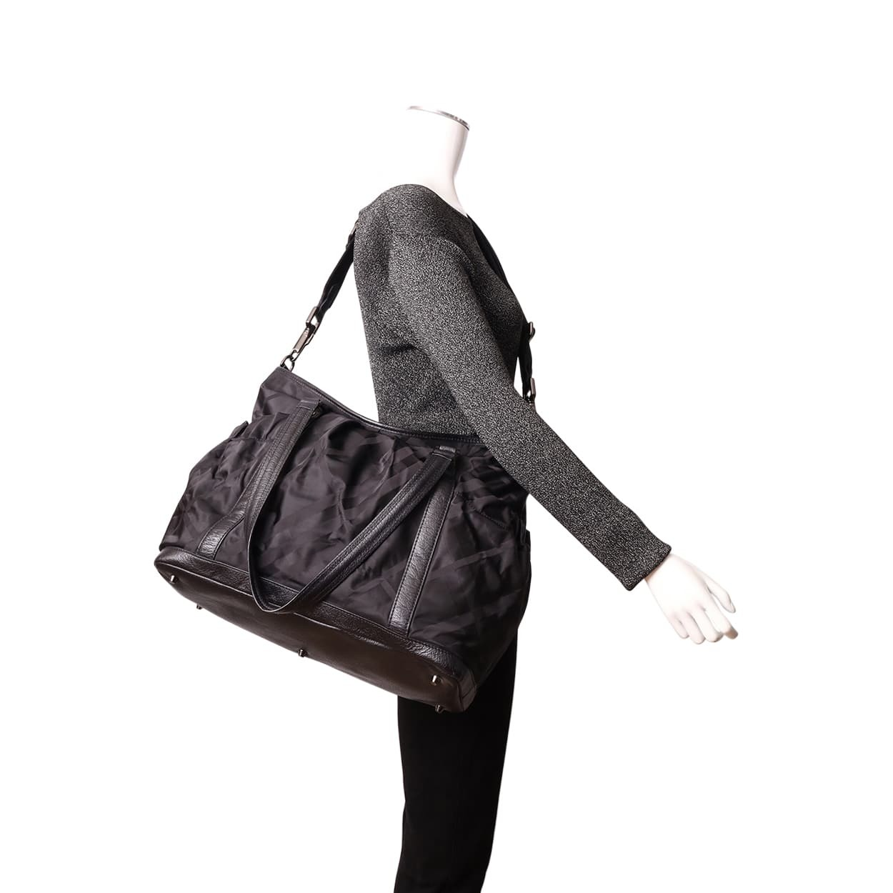 BURBERRY Nylon Supernova Check Diaper Bag Black | Luxity