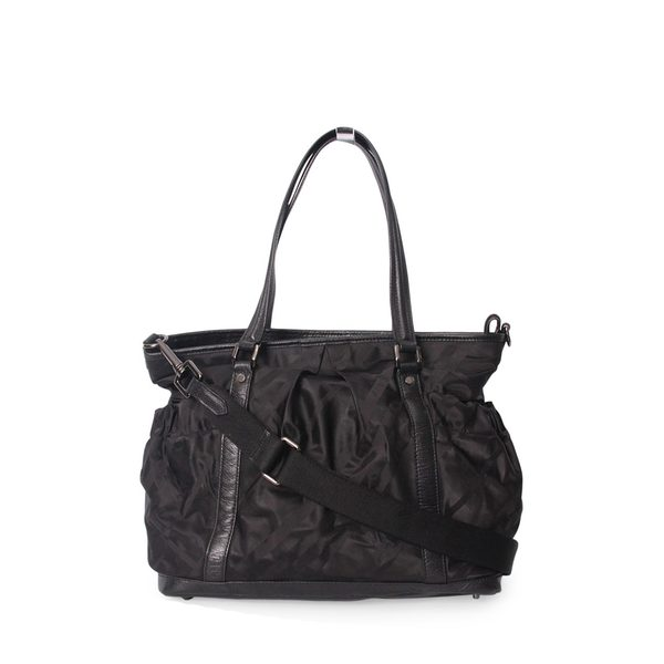 Nylon Supernova Check Diaper Bag Black