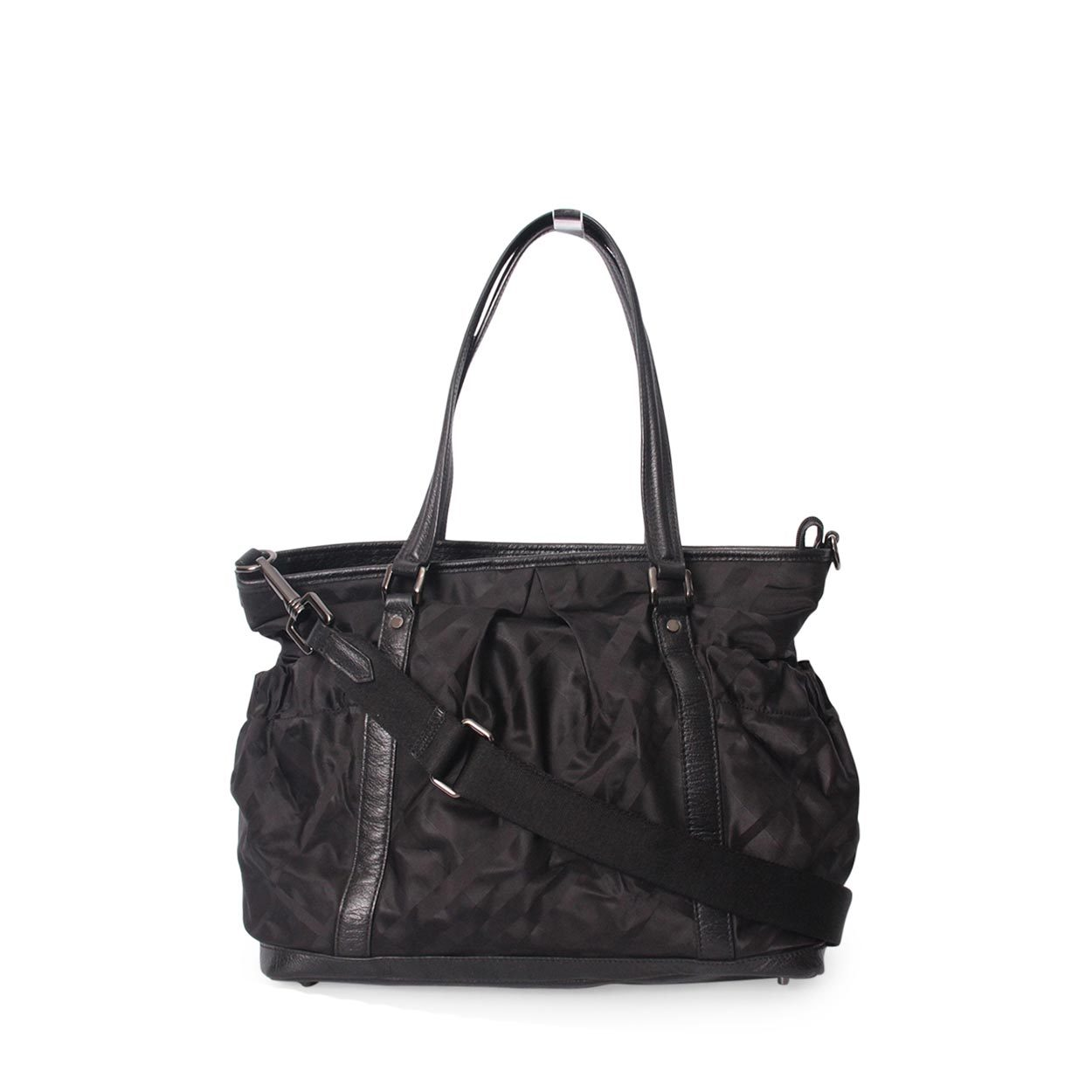 BURBERRY Nylon Supernova Check Diaper Bag Black | Luxity