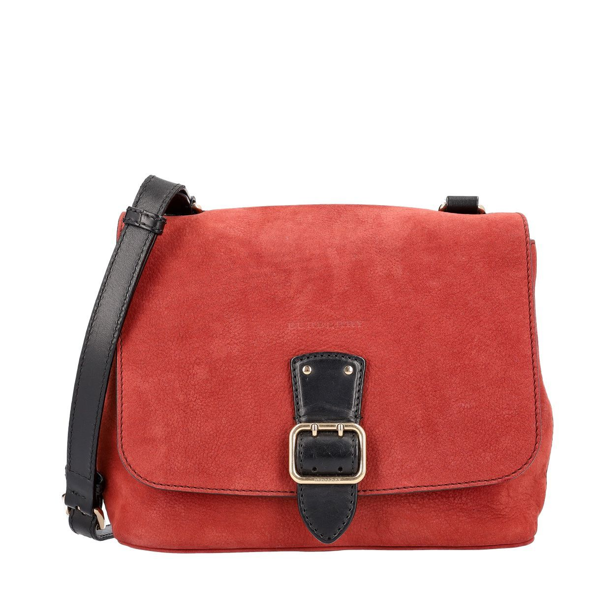BURBERRY Nubuck Buckle Flap Shoulder Bag Maroon | Luxity