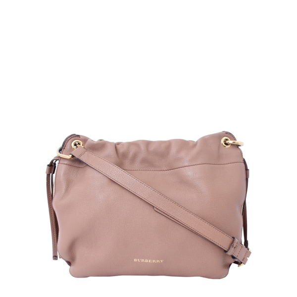 Leather/House Check Small Bingley Crossbody Bag Beige