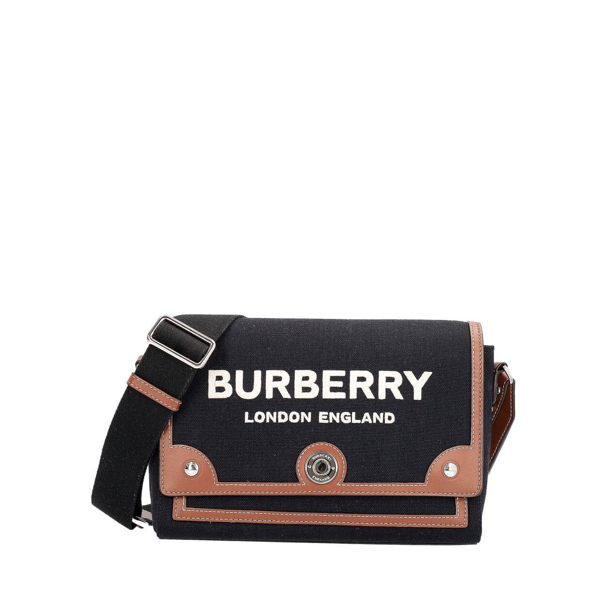 BURBERRY Canvas Note Crossbody Bag Black/Brown | Luxity