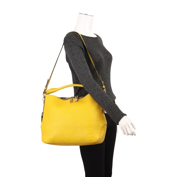 Grained Leather Hobo Yellow