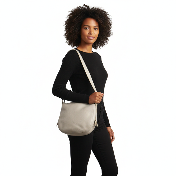 Leather Knight Small Crossbody Bag Grey
