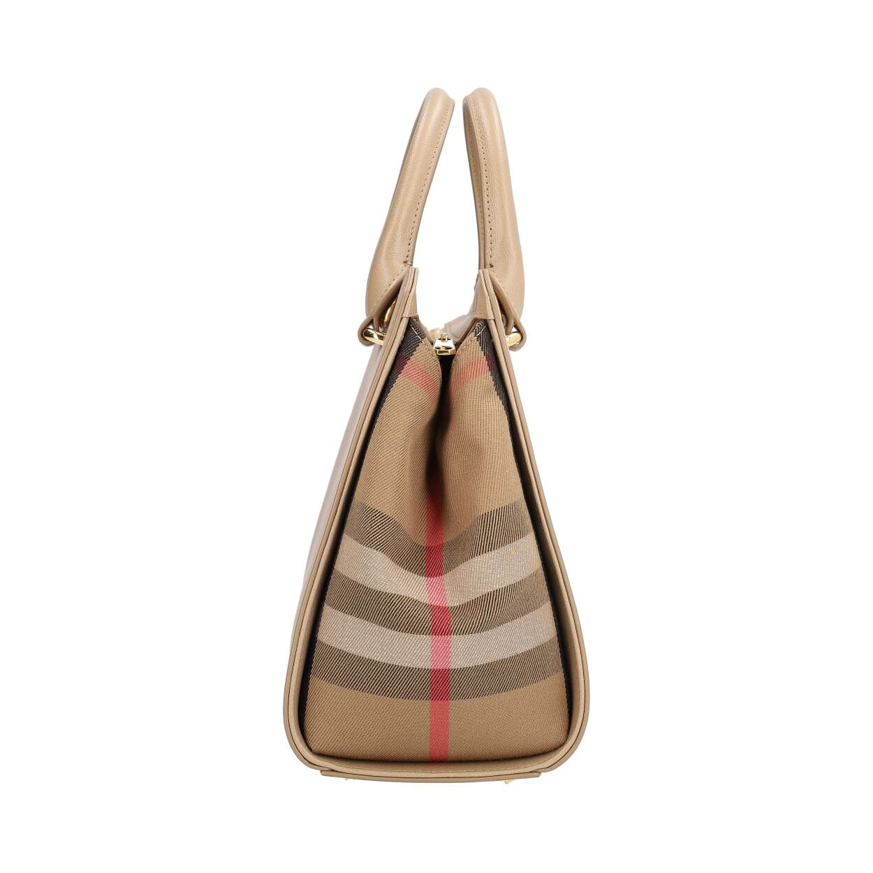 BURBERRY Leather/Canvas Check Banwell Tote Beige | Luxity