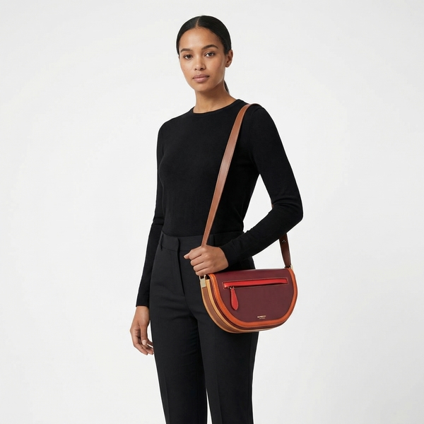 Leather Small Olympia Saddle Bag Multicolour