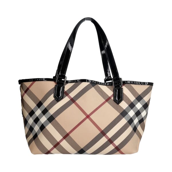 BURBERRY Coated Canvas Supernova Check Tote Beige/Black | Luxity