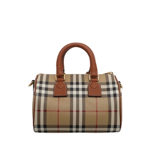 Vintage Check Mini Bowling Bag Beige/Brown, view 3