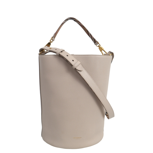 Leather Medium Bucket Bag Cream
