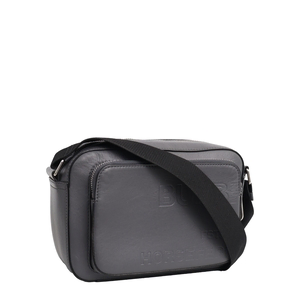 Leather Logo Embossed Paddy Camera Bag Grey, view 2