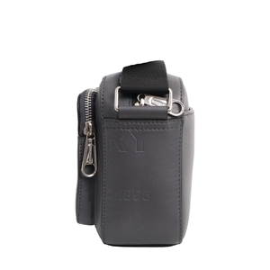 Leather Logo Embossed Paddy Camera Bag Grey, view 6