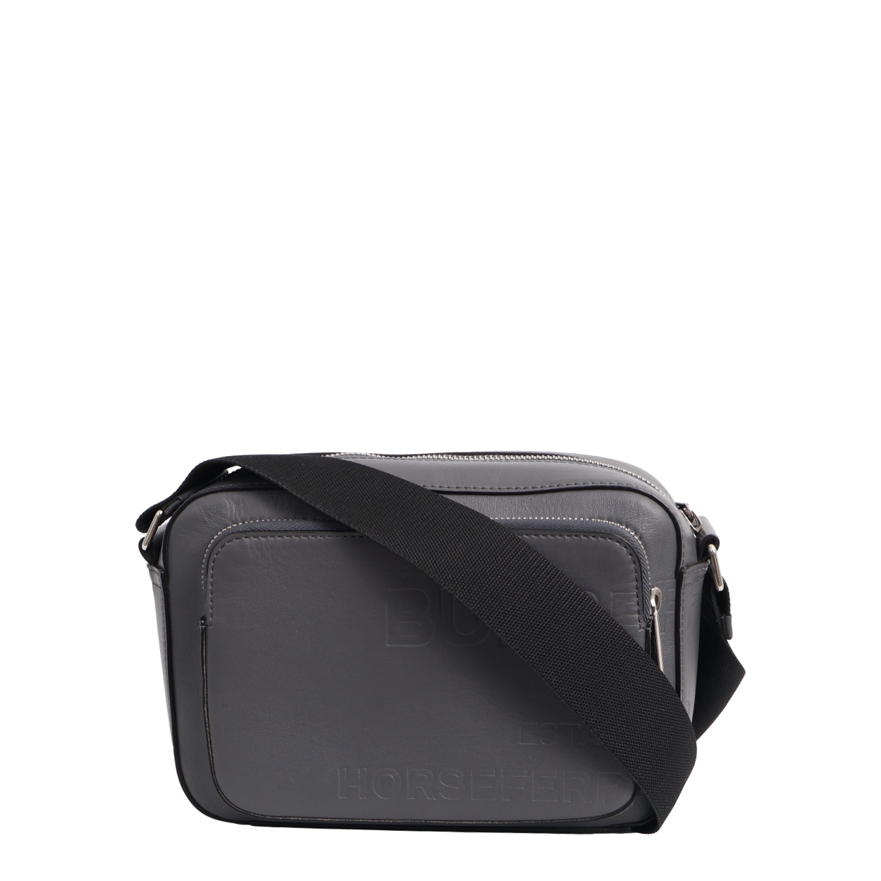 Leather Logo Embossed Paddy Camera Bag Grey