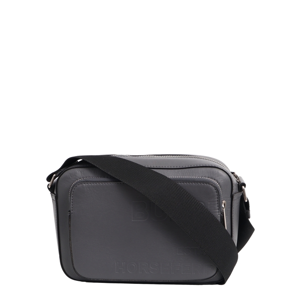 Leather Logo Embossed Paddy Camera Bag Grey