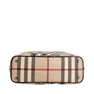 Coated Canvas Supernova Check Shopper Tote Beige/Black, view 6