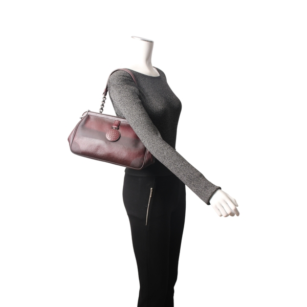 Vintage Leather Chain Small Doctor Bag Bordeaux