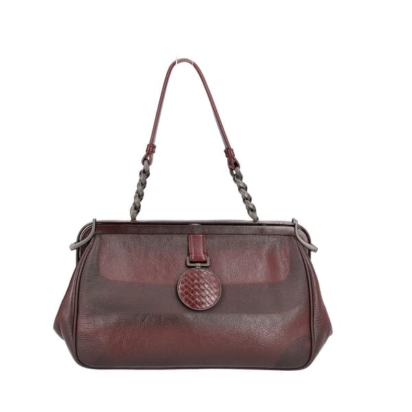 Vintage Leather Chain Small Doctor Bag Bordeaux