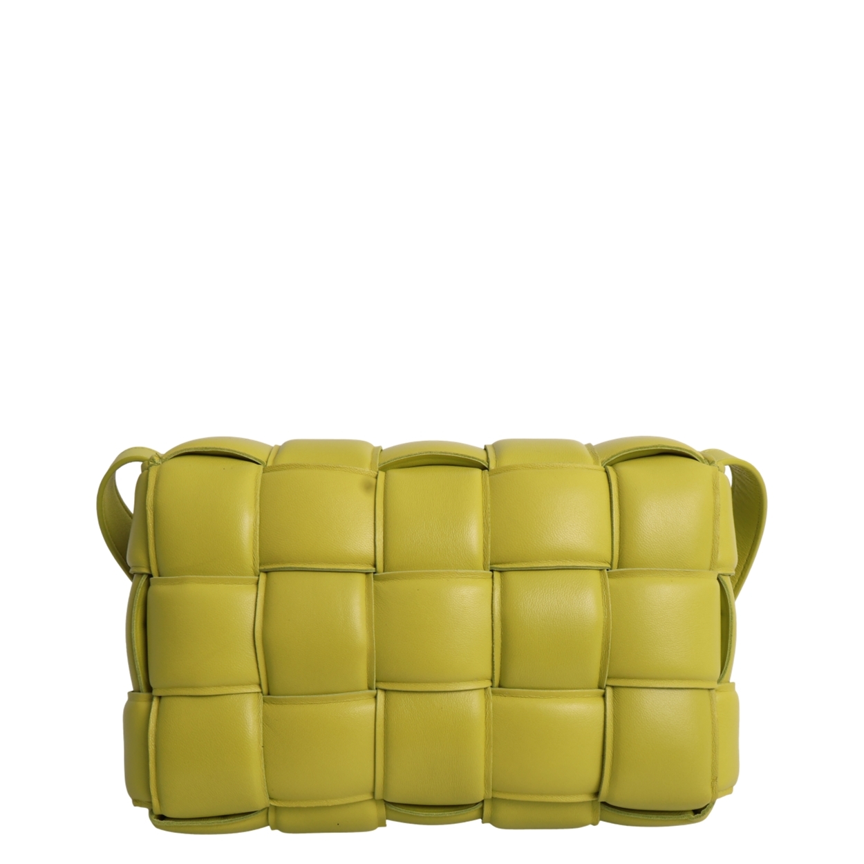 BOTTEGA VENETA Leather Intreccio Padded Cassette Shoulder Bag Lime