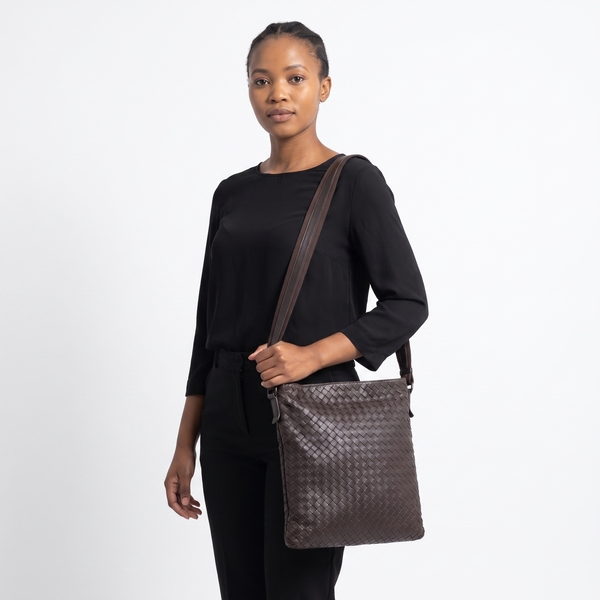 Intrecciato Crossbody Bag Brown