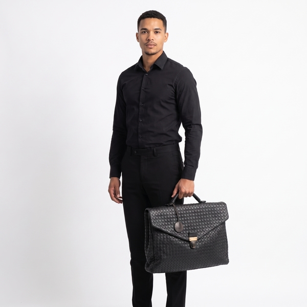 Intrecciato Briefcase Black