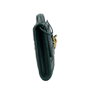 Leather Intreciatto Andiamo Clutch Green, view 4