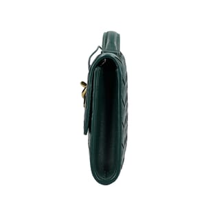 Leather Intreciatto Andiamo Clutch Green, view 6