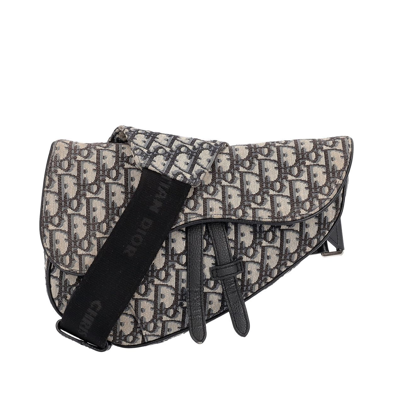 CHRISTIAN DIOR Oblique Jacquard Saddle Bag Beige/Black | Luxity