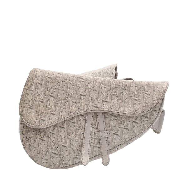 Oblique Jacquard Saddle Belt Bag Stone Grey
