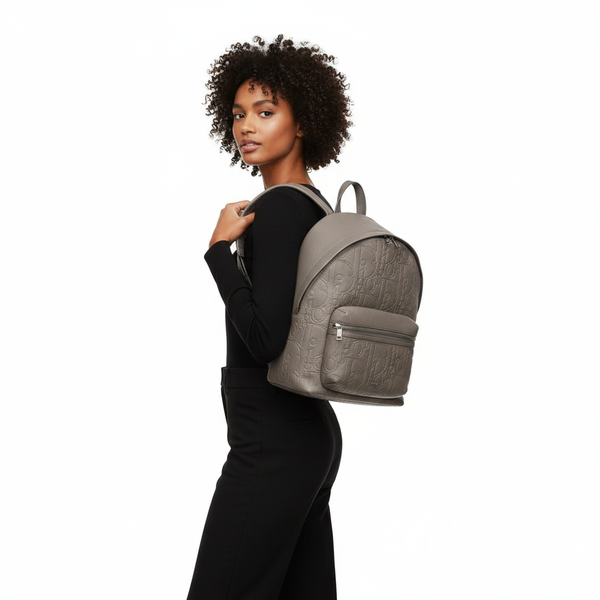 Leather Embossed Rider 2.0 Backpack Grey