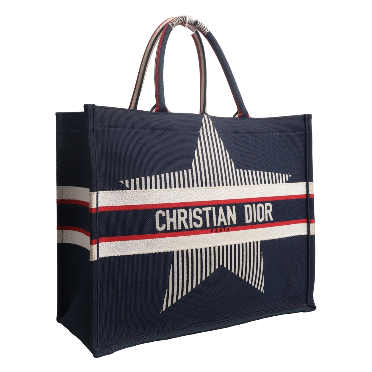 Christian Dior Book Tote バッグ CHRISTIAN DIOR Canvas Dior Alps Large Book Tote Navy/White | Luxity
