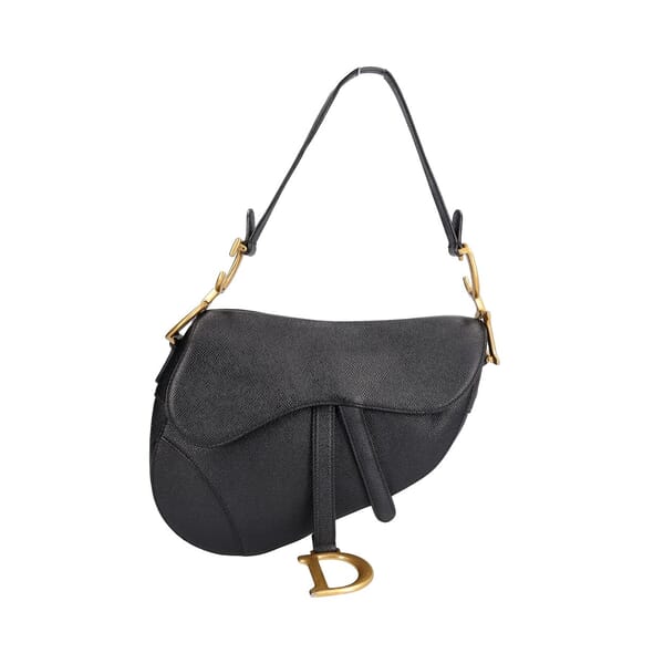 Grained Calfskin Saddle Bag Black