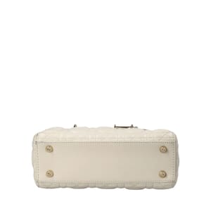Leather Cannage Small Lady Dior Tote Latte, view 7
