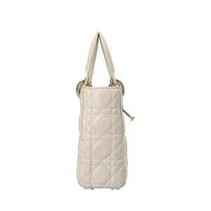 Leather Cannage Small Lady Dior Tote Latte, view 5
