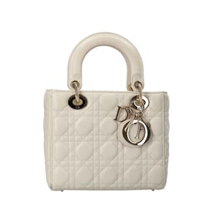 Leather Cannage Small Lady Dior Tote Latte, view 4