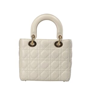 Leather Cannage Small Lady Dior Tote Latte, view 3