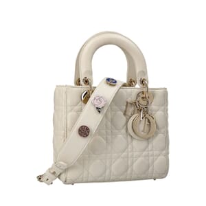 Leather Cannage Small Lady Dior Tote Latte, view 2