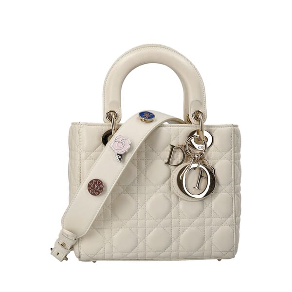 Leather Cannage Small Lady Dior Tote Latte