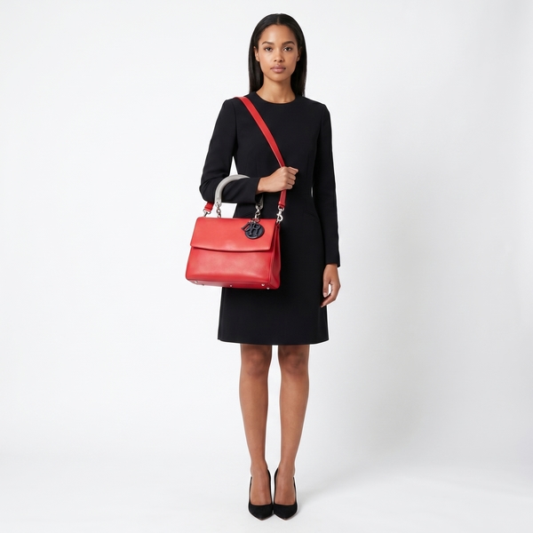 Leather Be Dior Flap Bag Red
