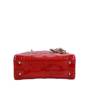 Patent Cannage Small Lady Dior Bag Cherry Red, view 7