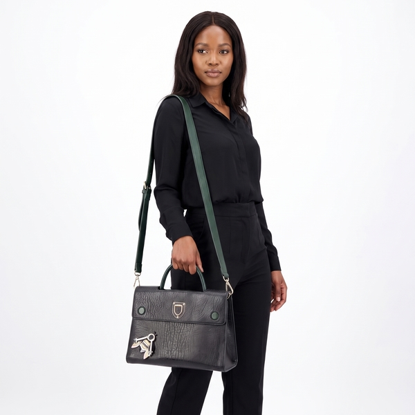 Leather Forever Tote Black/Green